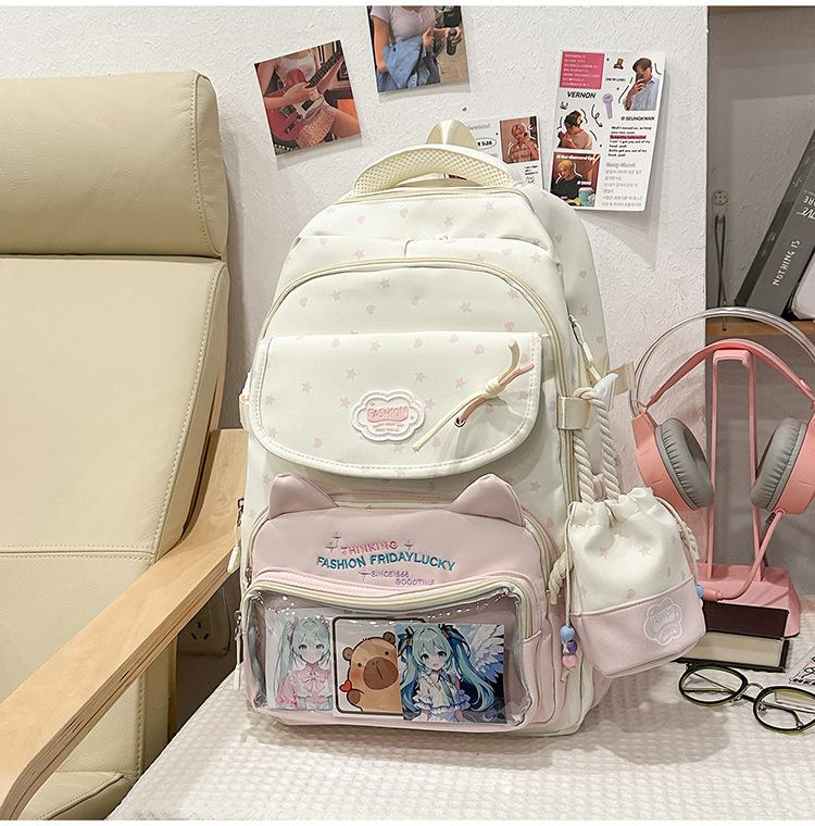 Schoolbag Japanese Ins Cute College Style Make-up Bag Female High-value Primary and Secondary School Students Grades 1-1 Two-piece Backpack