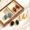Vintage Luxury Large Geometry Oval Stud Earrings for Women Girls Fashion Metal Charms Piercing Jewelry Accessories Gifts