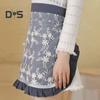Oilproof Waist Apron Soft Touch Lace Embroidered Women Server Waitress Short Half Apron with 2 Pockets for Kitchen