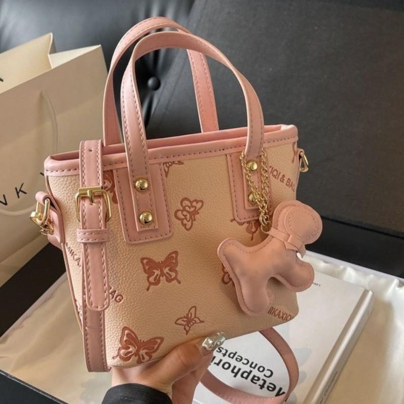 IELGY Embossed Butterfly Portable Tote Bag Korean Version Fashion One-Shoulder Messenger Bag Bucket