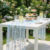 French Vintage Embroidered Floral Table Runner Romantic Fresh Color Wrinkled Table Runner Semi-Transparent Dining Table Decor
