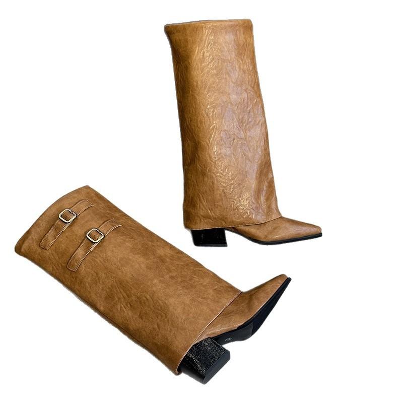 Pointed boots women's thick heel autumn and winter women's boots new boots boots high boots western cowboy boots