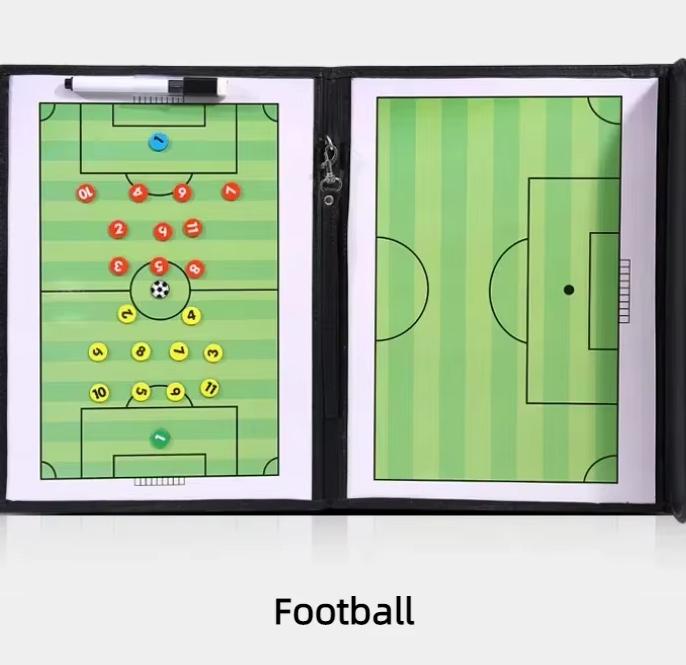 Color Football/Basketball/Soccer Tactics Board - Leather Team Sports Coach Teaching Board Equipped with Magnetic Tape & Pen