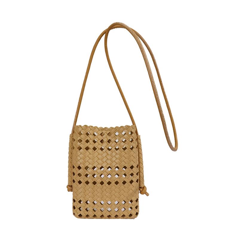 Korean INS Style Woven Hollow Shoulder Bag - Women's Summer Commuter Square Bag