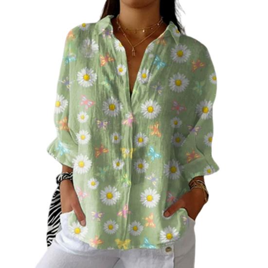 

Женская рубашка Лацкан Длинный рукав Пуговицы Планка Рубашки Топы Цветочный узор Обычная посадка Повседневная рубашка Работа Повседневная жизнь Вечеринки Рубашка S зелёный