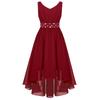 Kids Big Girl Sleeveless Pleated Chiffon Flower Wedding Bridesmaid Formal Party Dress First Communion Dress