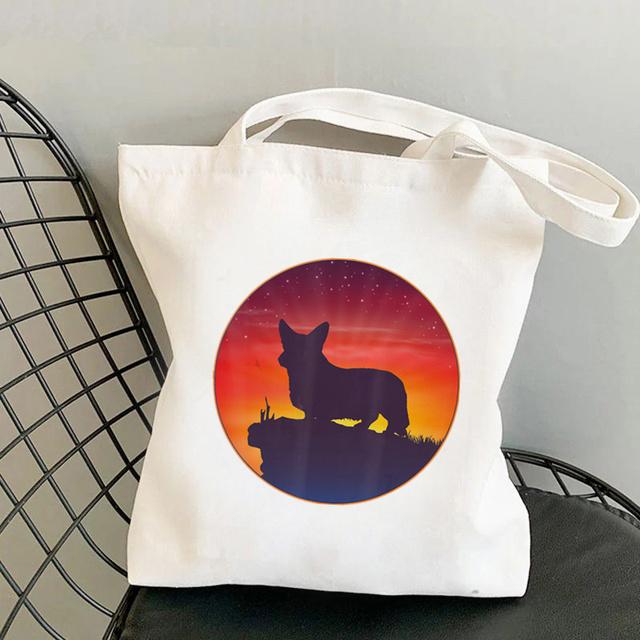Shopper Watercolor Design For Corgi Lovers Bag Harajuku Women Shopping Bag Canvas Shopper Bag Handbag Tote Bag Shoulder Lady Bag
