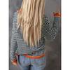 Autumn Women's Round Neck Striped Clashing Long Sleeve Casual Top