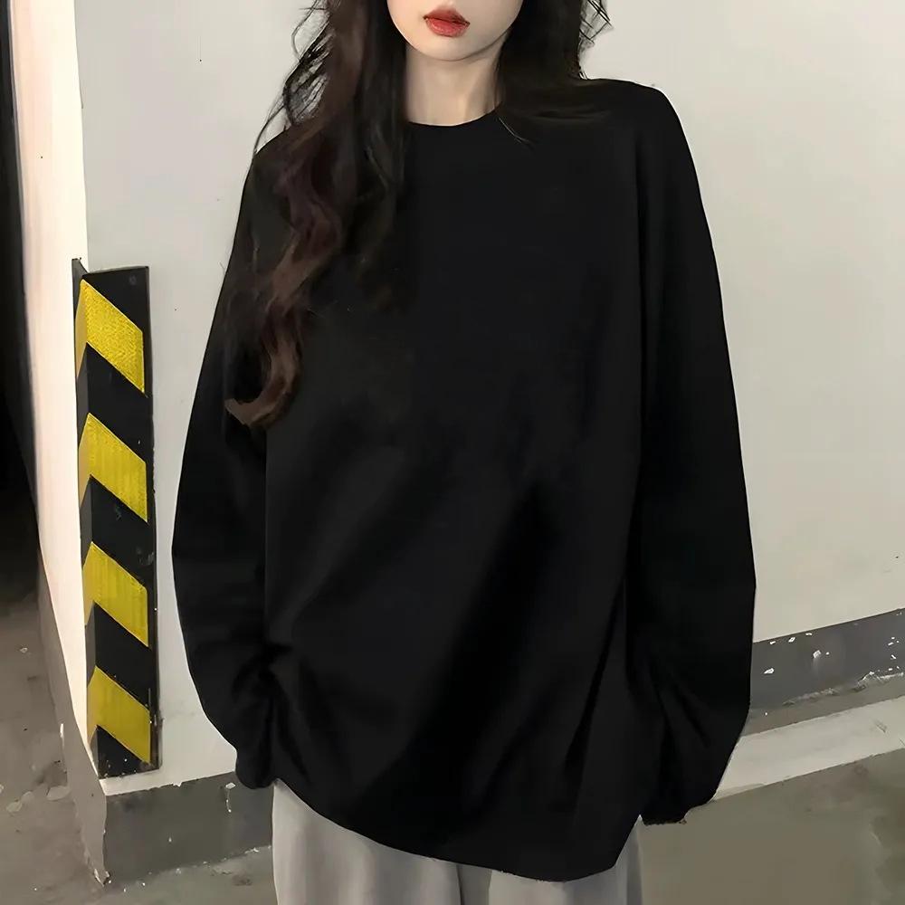 

Women s Plus Size 100% Cotton Long Sleeve T-Shirt - Loose Slimming Base Layer for Spring/Autumn, 200 Jin Fat MM, Hip-Covering Design XL for 121-135 jin