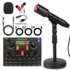 SM58 Wired Dynamic Microphone Set for Mobile & Computer Live Broadcast with V8s Sound Card & Desktop Stand