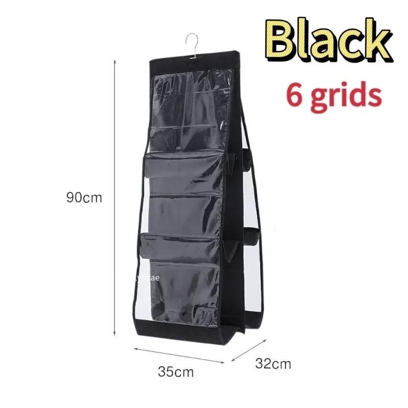 Hanging Handbag Organizer for Wardrobe 6 Pocket Closet Waterproof Transparent Storage Bag Door Wall Clear Sundry Bag with Hanger