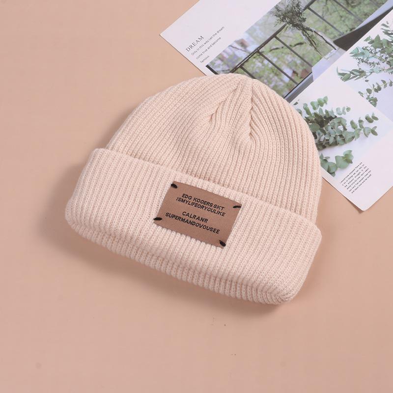 Hat Women Autumn and Winter Ins Patch Wool Hat Couple Casual Warm Knitted Hat Student Outdoor Cold Hat Men Ins Style