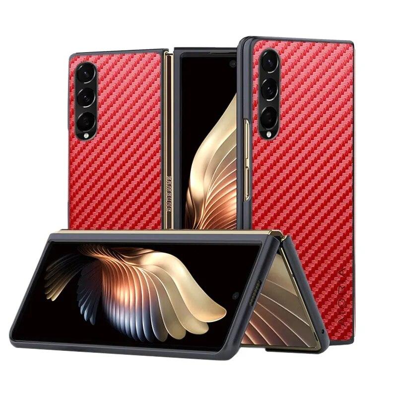 Carbon Fiber textur Telefon Fall für Samsung Galaxy Z Falten 4 3 5G Mode Design Weiche Rückseitige Abdeckung für samsung galaxy z fold4 Fall