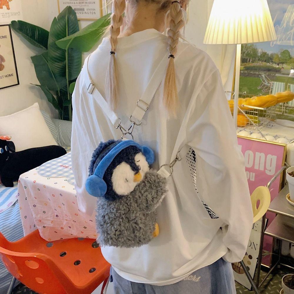 Plush Toy Penguin Crossbody Bag Dual-purpose Bag Animal Shoulder Bag Children Backpack  Girls