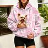 Women's Fashion Christmas Print Hooded Sweatshirt with Large Pet Pocket for Holiday