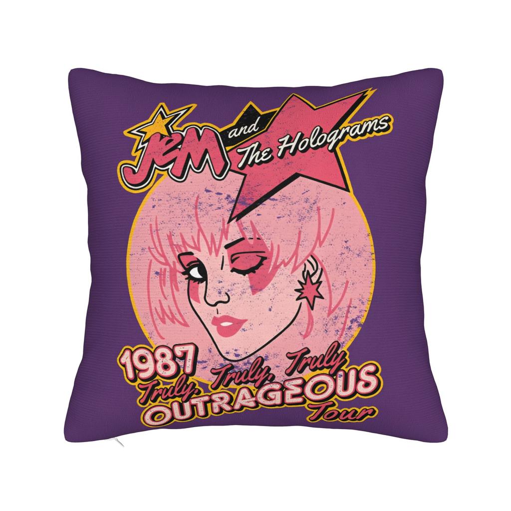 Kpop Style Jem And The Holograms Pillow Cover Comfy Cushion Cover Vintage Pillow Case For Sofa Couch Bed Living Room