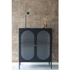 Low Display Cabinet - EBUY24 - Adelaide - 2 Glass Doors - Black - Steel 35x90x110 Cm
