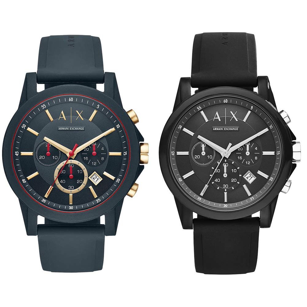 

BOX Pair Watch Set of 2 Chronograph Dark Blue Black Rubber AX1335AX1326 Годинник [Armani Exchange] [Зберігання включено] [Елемент]