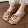 Fashion Flower Women Flip Flops Wedges Slippers Flat Sandals Casual Shoes Woman 2025 Trend Beach Clip Toe Summer Platform Comfort Slides