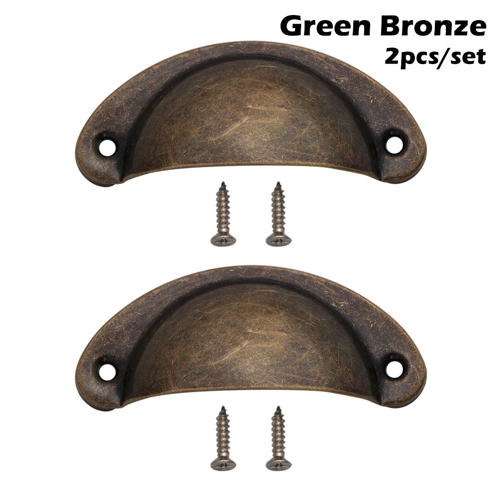 2PCS Antique Brass Shell Pull Handles Retro Iron Wardrobe Door 98MM Furniture Hardware Fittings Kitchen Drawer Knobs Cabinet
