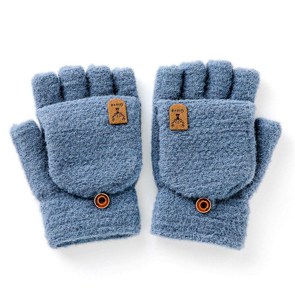 Green Autumn And Winter Men Thickening Warm Knitted Wool Fluff Gloves Green Autumn And Winter Men Thickening Warm Knitted Wool Fluff Gloves
