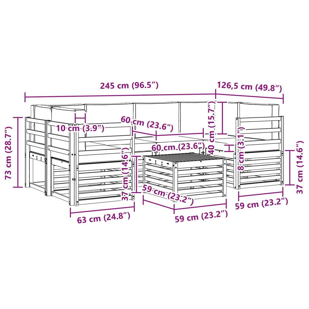 Outdoor Sofa Set 7 pcs Natural and Beige Solid Acacia Wood