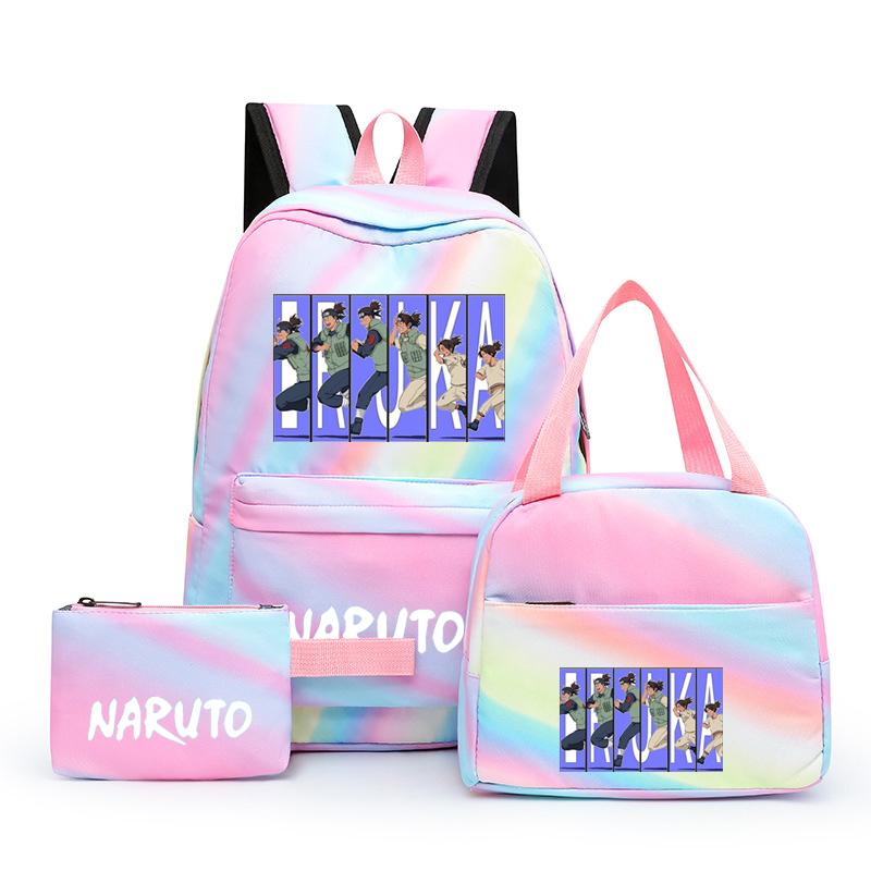 3-teiliger Schulrucksack für Mädchen Y2K mit Lunch-Taschen, Studenten-Taschen-Set, Kinder-Stifttasche, zurück zur Schule, Anime-Leinwand-Rucksack