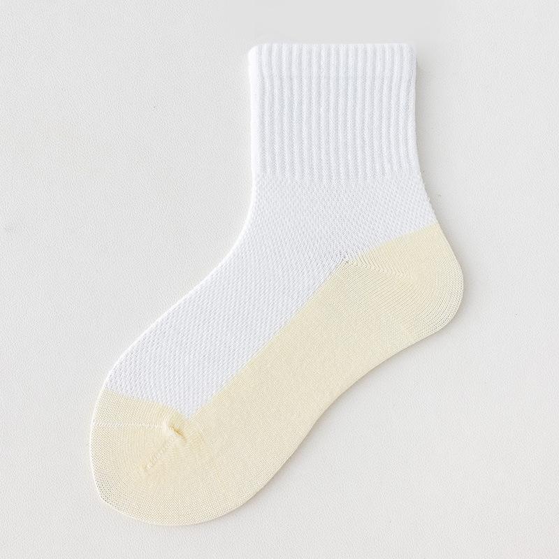 Șosete de vară din plasă până la jumătatea gambei pentru copii, din bumbac pur, antibacteriene - Color Block pentru băieți și fete, potrivite pentru copiii mai mari și studenți.