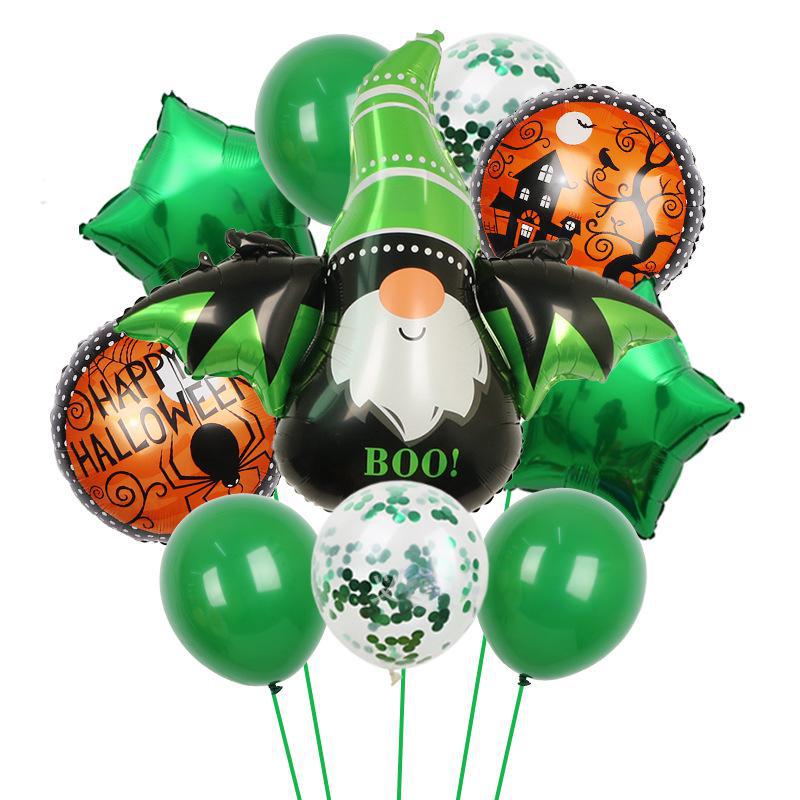 Halloween Pumpkin Cat Skull Ghost Aluminum Film Alien Latex Balloon Set Family Holiday Arrangement Gift