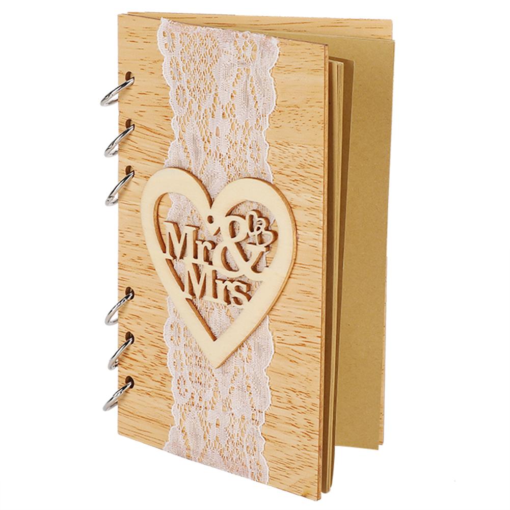 Wooden Guest Book Memorable Signature Message Notebooks Gift For Wedding Party