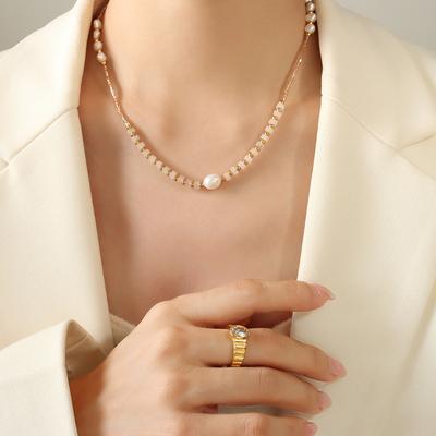 Natural Stone Glass Beads, Freshwater Pearls, Splicing Beaded Necklaces Of Various Materials, Women'S Temperament, Personalized Jewelry