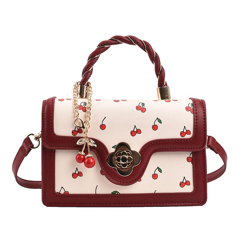 

Fashion Casual Women s Handbag PU Cherry Pattern Decoration Ladies Mini Shoulder Bag Messenger Bag For Commute Shopping Outings