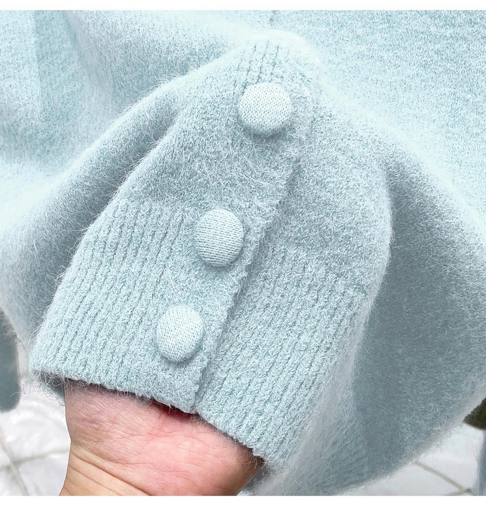 Women's Polo Collar Knitted Cardigan - Thick, Stylish, High Collar, Single-Breasted for Autumn and Winter