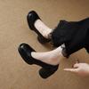 Female retro style spring and autumn new soft leather round head light waterproof 2025 fashion heel thick platform platform platform platform sing