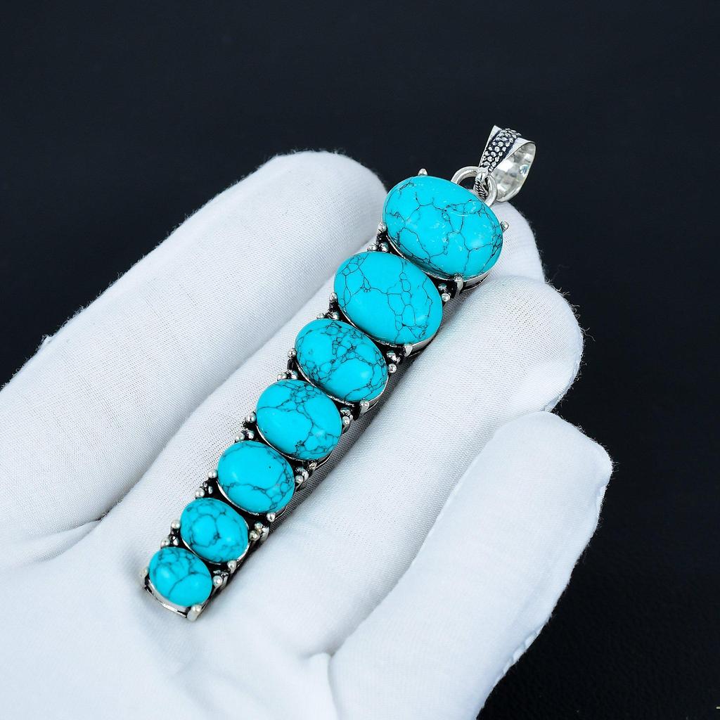 Natural Turquoise Pendant, 925 Sterling Silver Pendant, Handmade Pendant, Antique Pendant, Turquoise Gemstone Pendant, Valentine's Day Gift