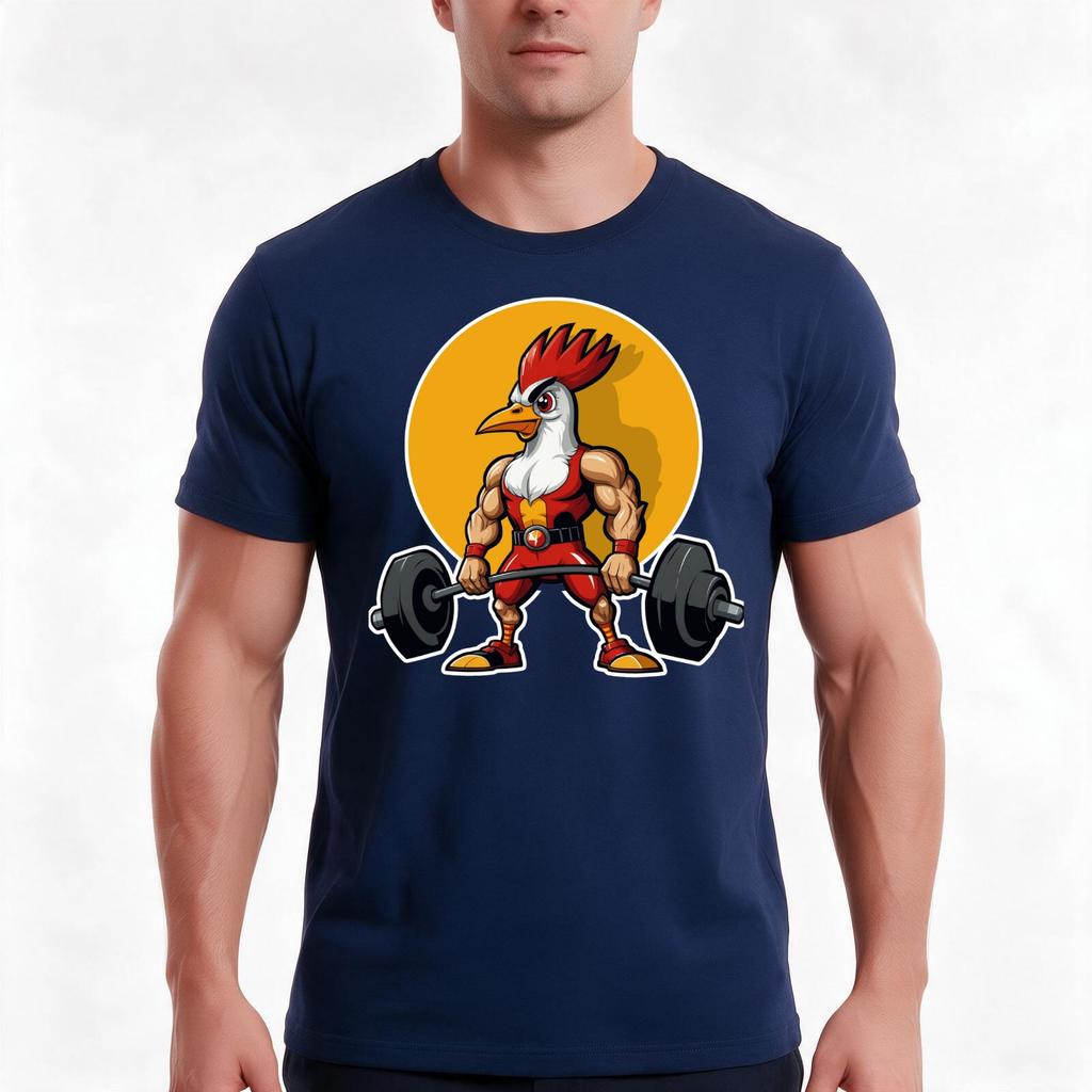 Muscular Rooster Lifting Weights Tshirt Summer Casual Cotton Tee Oversized Streetwear Tops Vintage Graphic Print