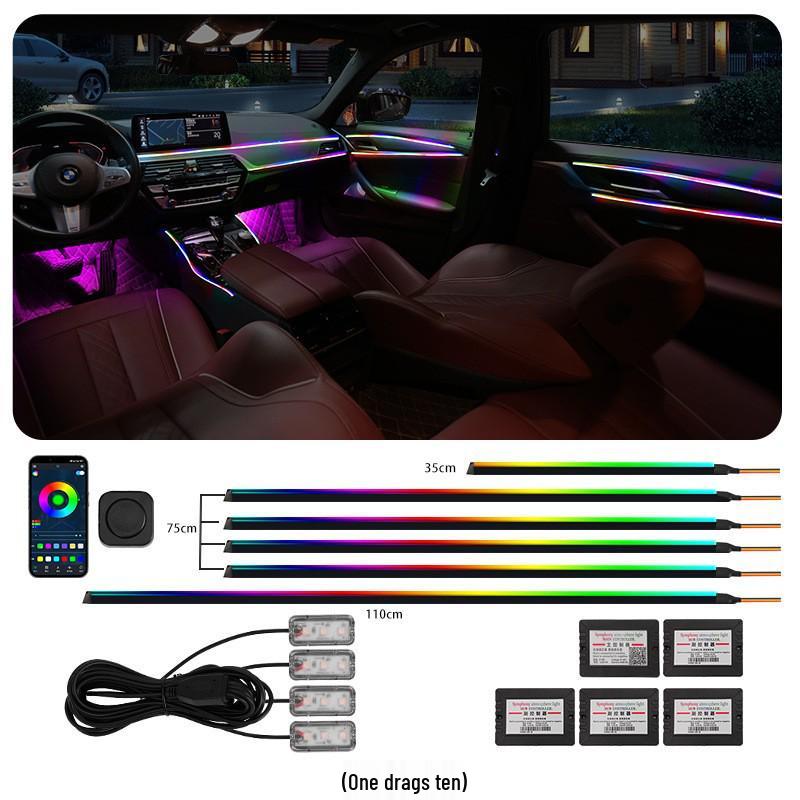 18-in-1 LED Vehicle Ambient Light Strip: Hidden Acrylic, 256 Colors