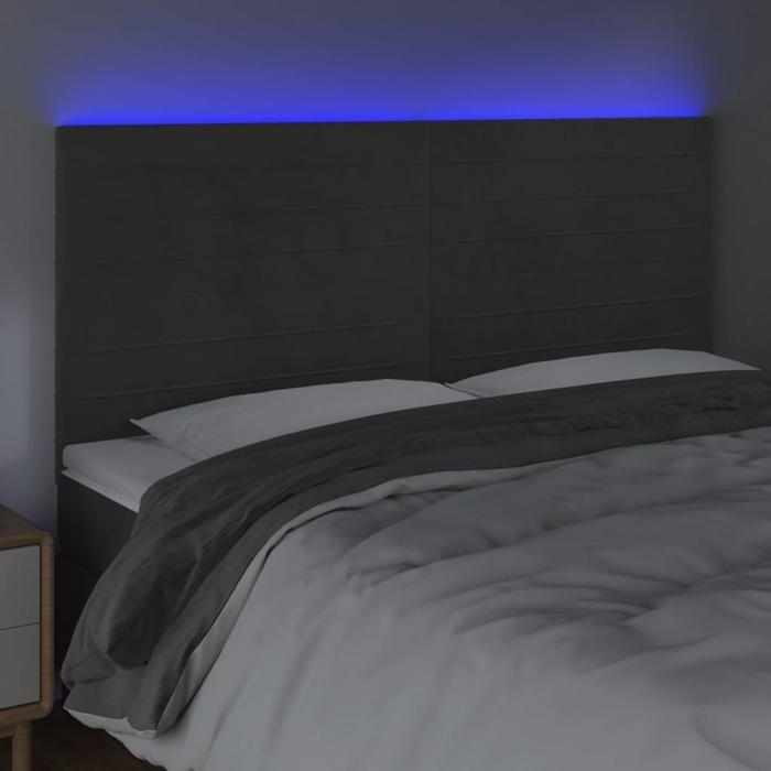 VidaXL Tête de Lit à LED Meuble de Chambre à Coucher Accessoire de Lit Double Tête de Cadre de Lit Intérieur Gris Foncé 3122625