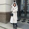 Womens Long Faux Fur Coat With Hood Waist Tie Oversized Lapel Plus Size Up To XXXXL Winter Warm Outerwear