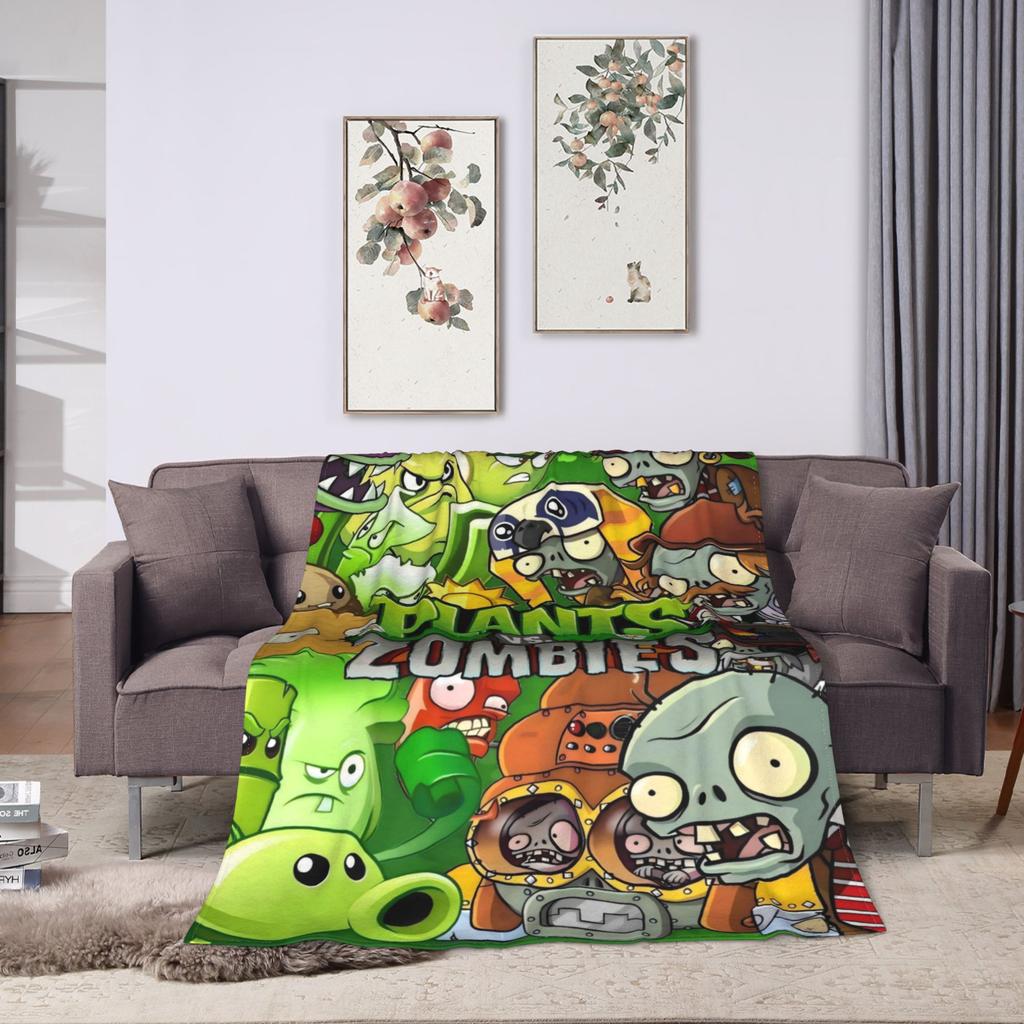 P-Plants-vs-Zombies Videospiele Decke Qualität Weich Warm Überwurfdecke Winter Camping Sofa Stuhl Druck Bettdecke