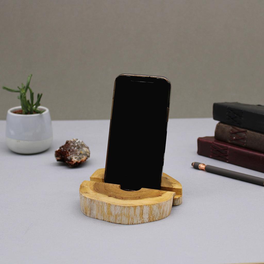 2x Wood Phone Holder, Gamal Whitewash