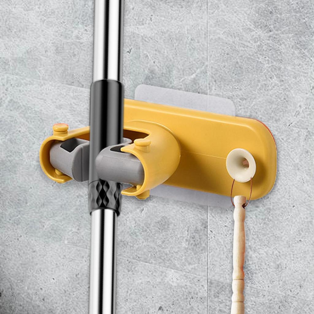 Mop Holder Wall Mount Mop Hanger Traceless Space-Saving Adhesive Clip Cleaning Tool Storage For Workshop Commercial Kitchen RV