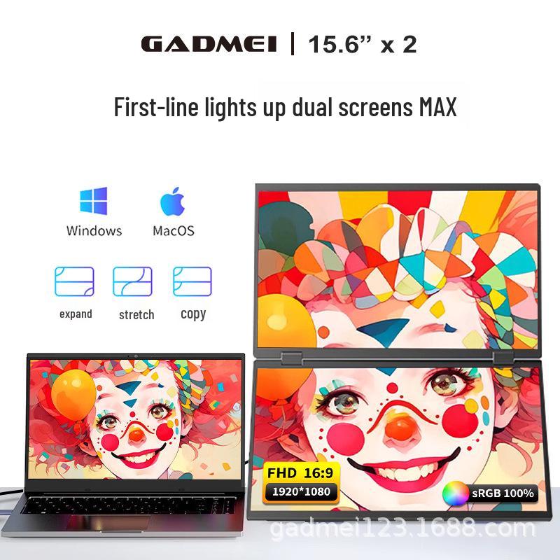 15.6" Portable Dual Monitor with VESA Compatibility