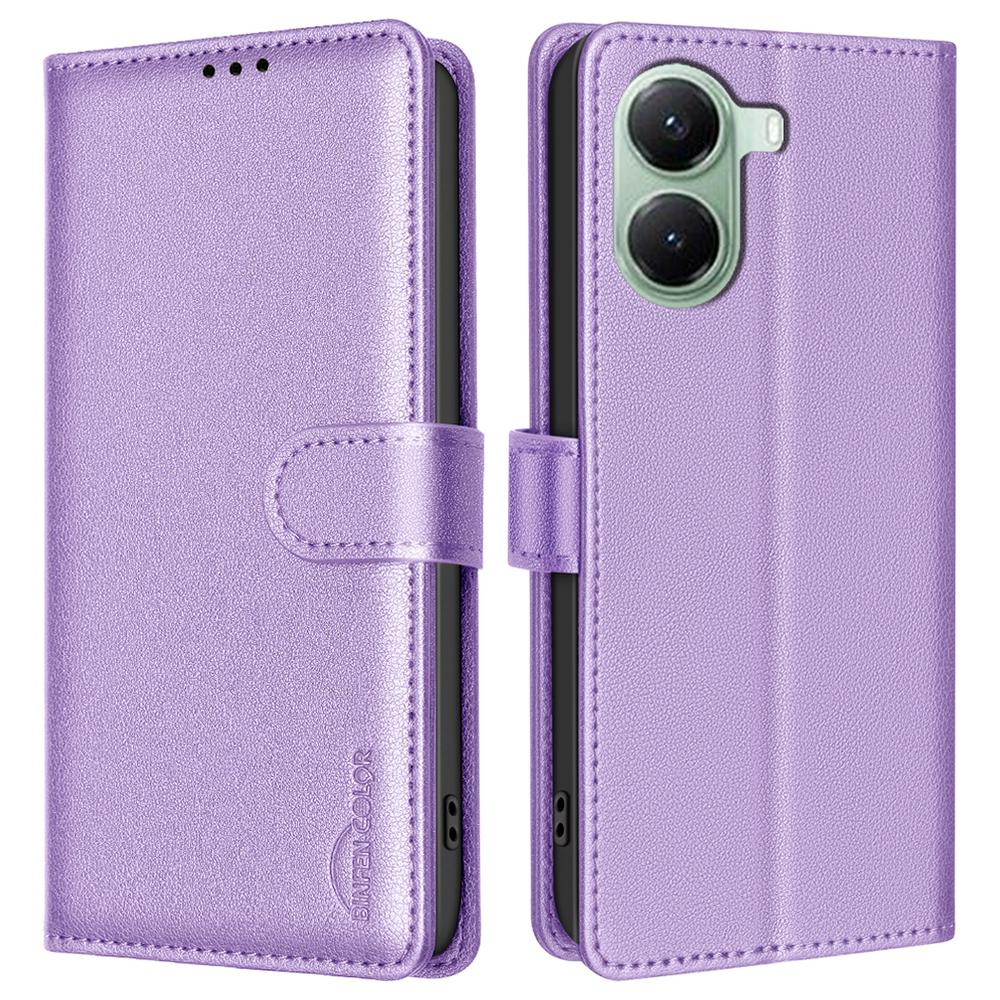 

BINFEN COLOR BF32 Чехол для телефона для Xiaomi Poco X7 Pro 5G/Redmi Turbo 4 5G Кожаный чехол Кошелек Блокировка RFID Purple