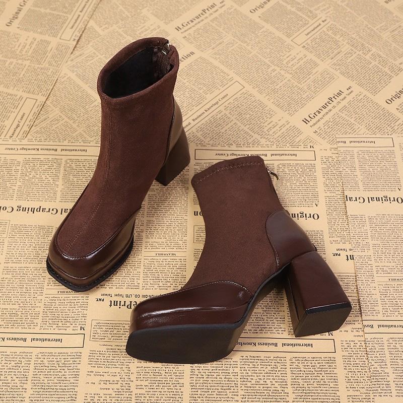 2026 New High Heels Women's Ankle Boots Designer Chunky Fashion Shoes Winter Elegant Short Boots Dress Pumps Mujer Zapatillas