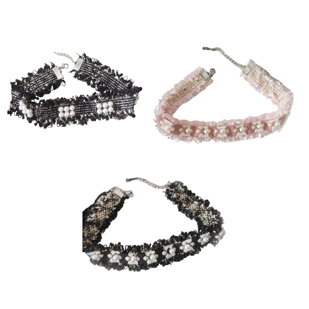 Small Flower Pearl Choker Necklace Sweet Cool Collar Necklace Neck Chain Wedding Party Jewelry Gift for Women Girls