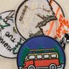Sticketikett Bekleidungszubehör Stickaufkleber Runde Abzeichen Camping-Serie Aufnäherzubehör mit Kleberücken Stoffetikett Stoffaufkleber