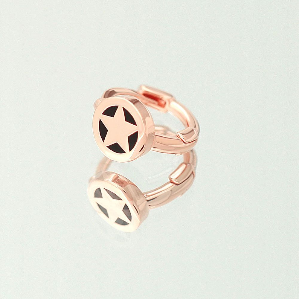 

Браслет-кільце з точкою Rose Gold Чорний 14K Золота голка Зірка