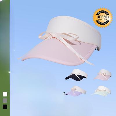 Bow Empty Top Sun Protection Hat for Women Fresh and Sweet Dopamine Sun Hat Summer Travel UV Sun Protection Hat