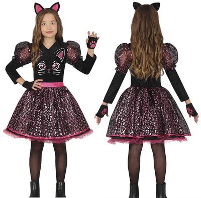 Costume Outfit Disguise Dress Black Cat Kitten Carnival Ball 5-6 Years